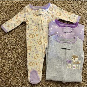 The Peanutshell Footed Baby Sleeper Pajamas, 3-pk, 3 Months
